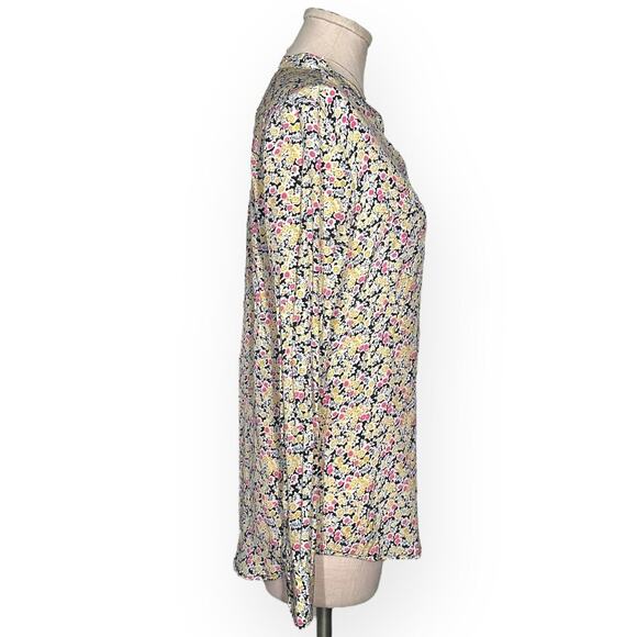 EQUIPMENT 100% Silk Hi-Low Floral Popover Blouse Split Neck Ava Relaxed Pink S - Picture 4 of 11